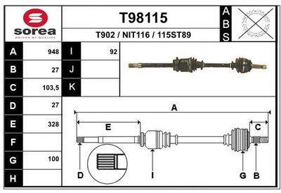  T98115 EAI Приводной вал