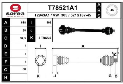  T78521A1 EAI Приводной вал