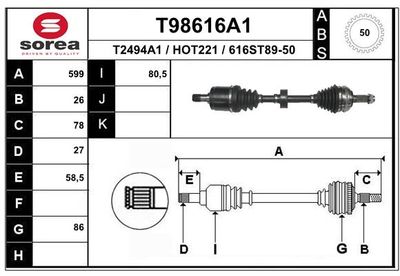  T98616A1 EAI Приводной вал