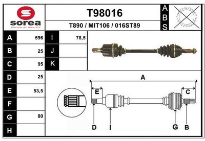  T98016 EAI Приводной вал