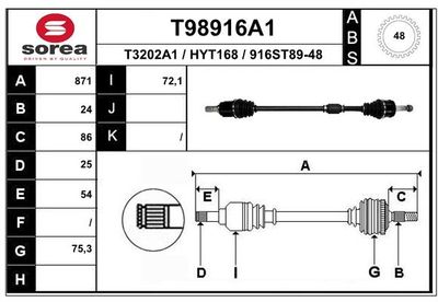  T98916A1 EAI Приводной вал