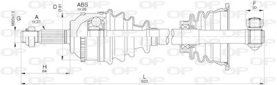  DRS629800 OPEN PARTS Приводной вал