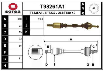  T98261A1 EAI Приводной вал