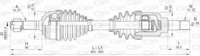  DRS646200 OPEN PARTS Приводной вал