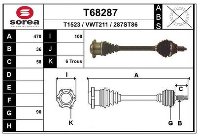  T68287 EAI Приводной вал