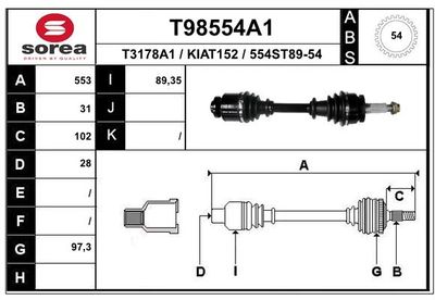  T98554A1 EAI Приводной вал