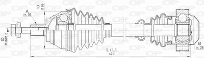  DRS640800 OPEN PARTS Приводной вал