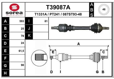  T39087A EAI Приводной вал