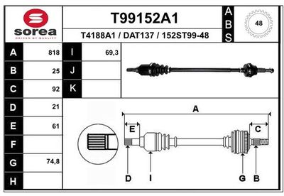  T99152A1 EAI Приводной вал