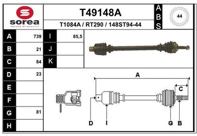  T49148A EAI Приводной вал