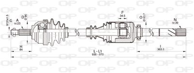  DRS634400 OPEN PARTS Приводной вал