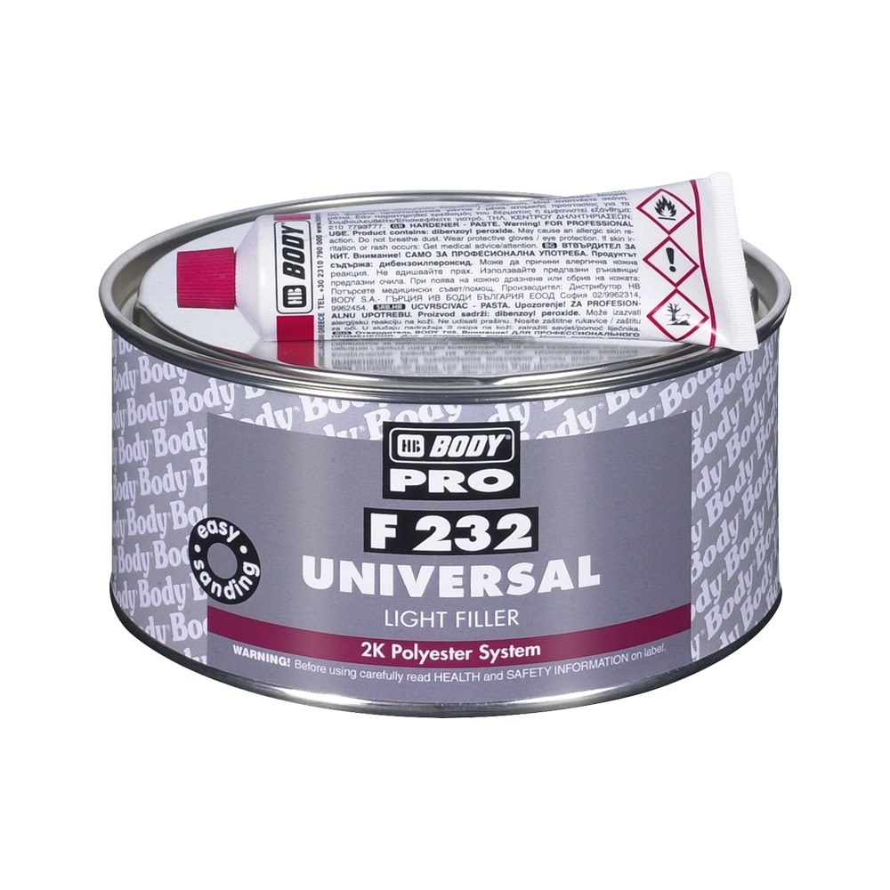  шпатлевка! бел.1л PRO F232 UNIVERSAL LIGHT POLYESTER FILLER полиэфирная мультизернистая