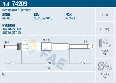  74209 FAE Свеча накаливания