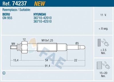  74237 FAE Свеча накаливания