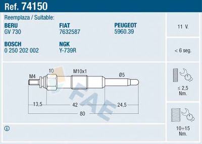  74150 FAE Свеча накаливания