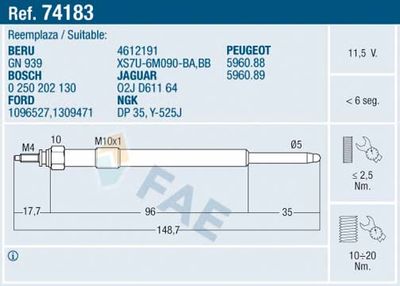  74183 FAE Свеча накаливания