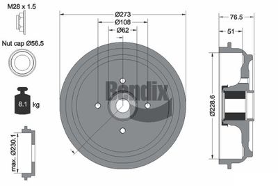  BDM1111 BENDIX Braking Тормозной барабан