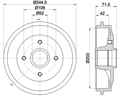  8DT355300591 HELLA PAGID Тормозной барабан