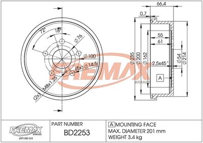  BD2253 FREMAX Тормозной барабан