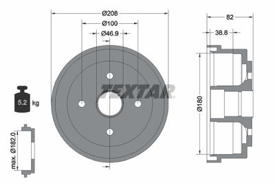  94032400 TEXTAR Тормозной барабан