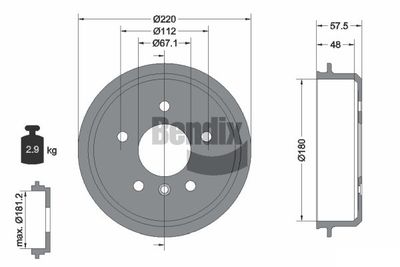  BDM1044 BENDIX Braking Тормозной барабан