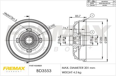  BD3553KT FREMAX Тормозной барабан