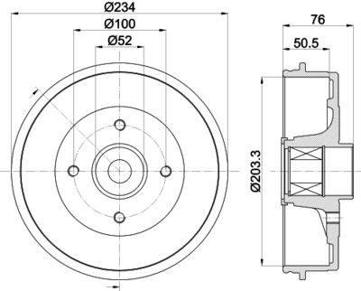  8DT355303131 HELLA Тормозной барабан