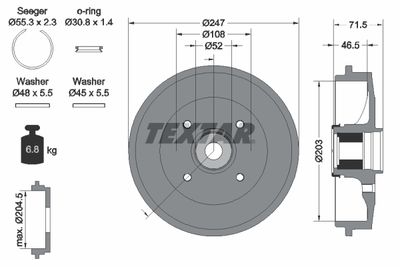  94041500 TEXTAR Тормозной барабан