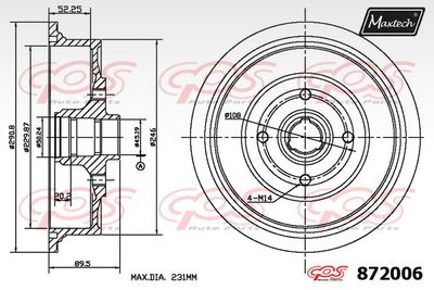  872006 MAXTECH Тормозной барабан