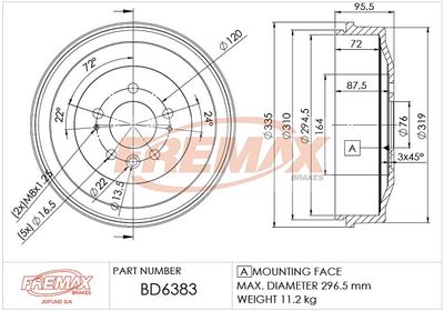  BD6383 FREMAX Тормозной барабан