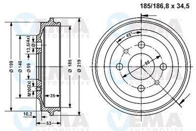  800825 VEMA Тормозной барабан