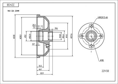  221458 HART Тормозной барабан