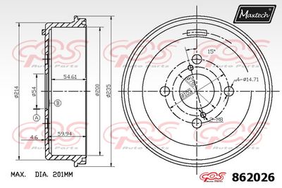  862026 MAXTECH Тормозной барабан