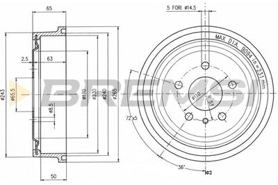  CR5561 BREMSI Тормозной барабан