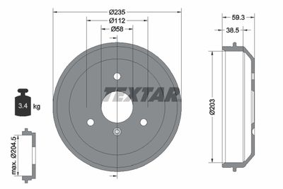  94022400 TEXTAR Тормозной барабан