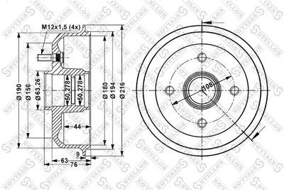  60252526SX STELLOX Тормозной барабан