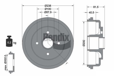  BDM1138 BENDIX Braking Тормозной барабан