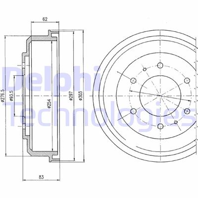  BF355 DELPHI Тормозной барабан