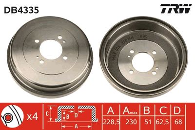 DB4335 TRW Тормозной барабан