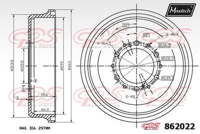  862022 MAXTECH Тормозной барабан