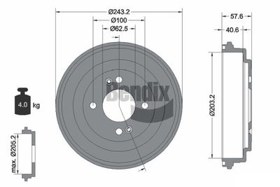  BDM1102 BENDIX Braking Тормозной барабан