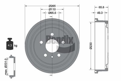  BDM1051 BENDIX Braking Тормозной барабан