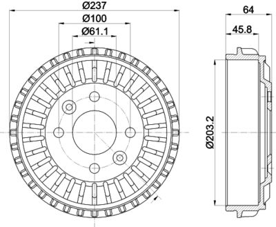  8DT355303261 HELLA PAGID Тормозной барабан