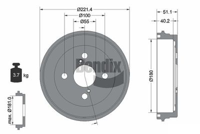  BDM1142 BENDIX Braking Тормозной барабан