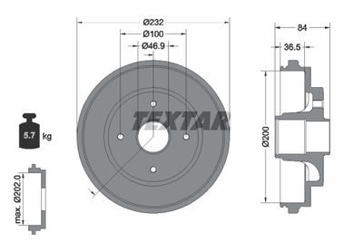  94049400 TEXTAR Тормозной барабан