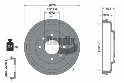  BDM1147 BENDIX Braking Тормозной барабан