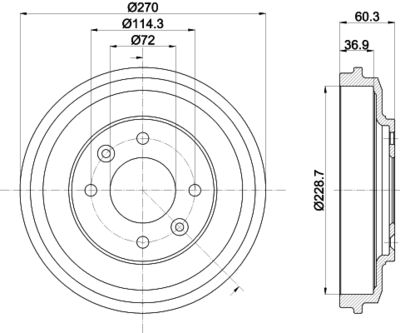  8DT355303071 HELLA PAGID Тормозной барабан