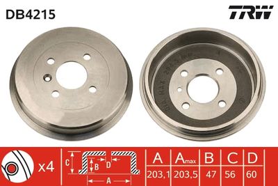  DB4215 TRW Тормозной барабан