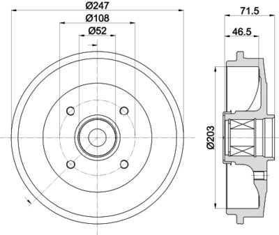  8DT355302781 HELLA Тормозной барабан