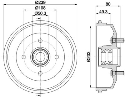  8DT355302891 HELLA PAGID Тормозной барабан